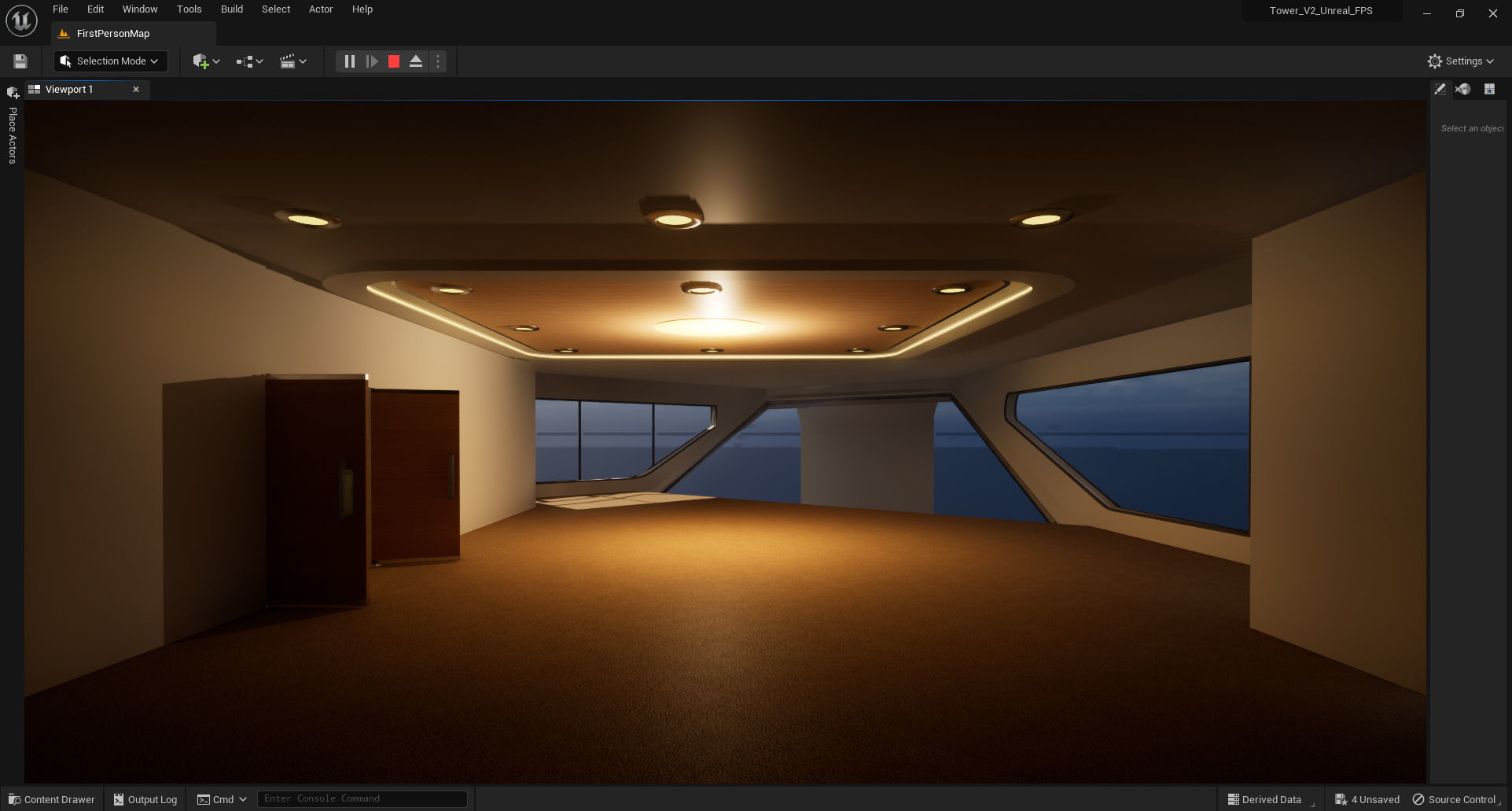 Tower - Rooftop and Inside - 3 floors Low-poly 3D model_16