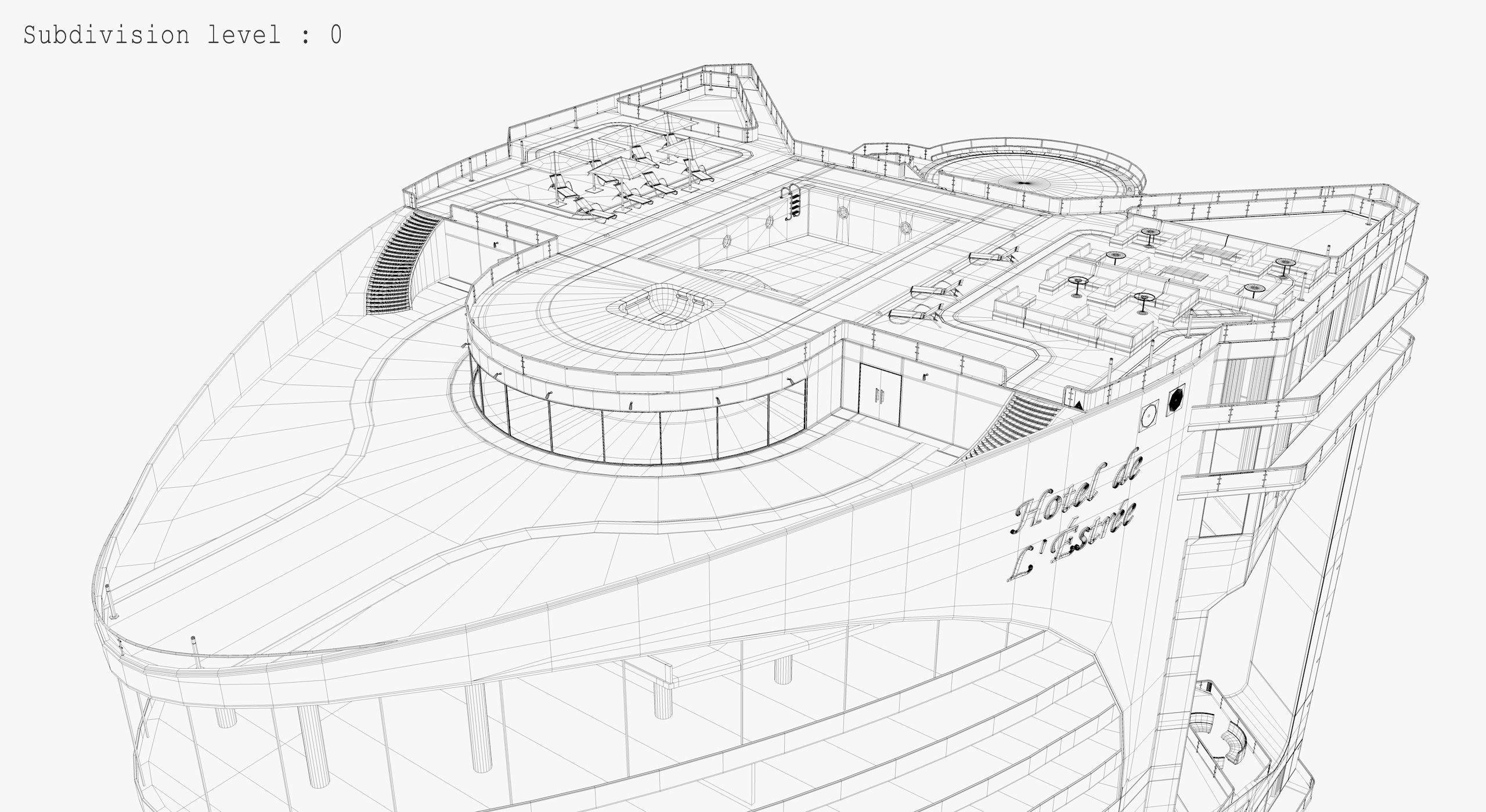 Tower - Rooftop and Inside - 3 floors Low-poly 3D model_25