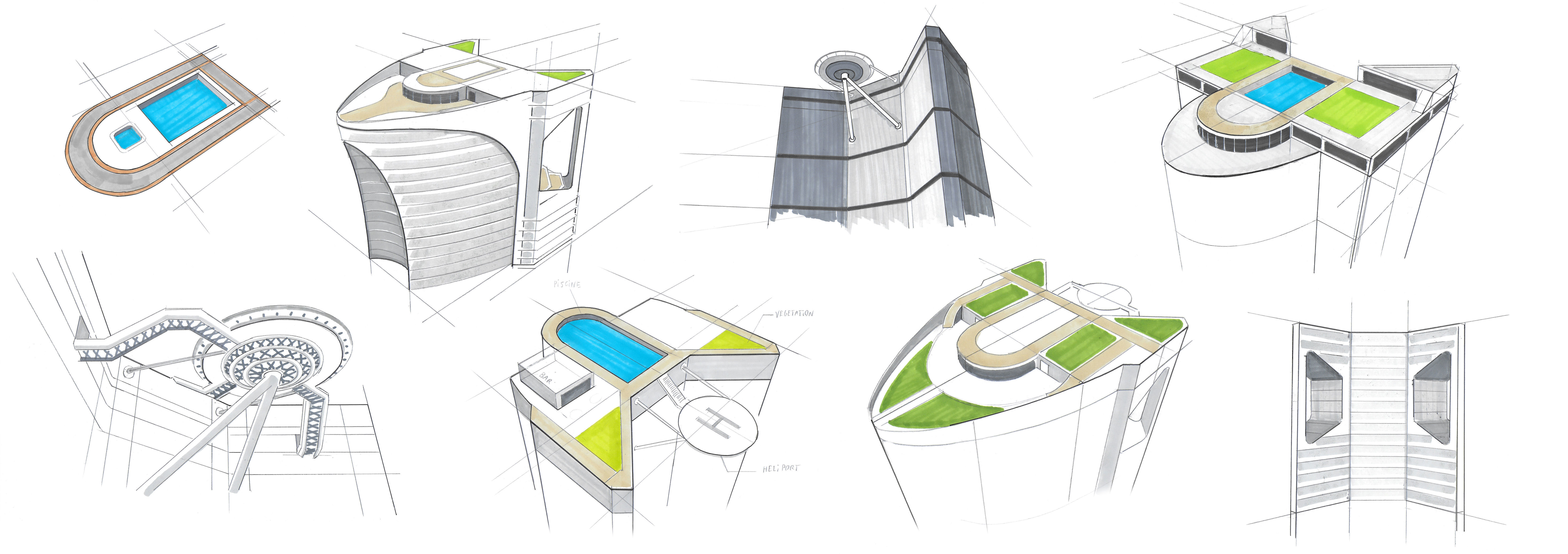 Tower - Rooftop and Inside - 3 floors Low-poly 3D model_17