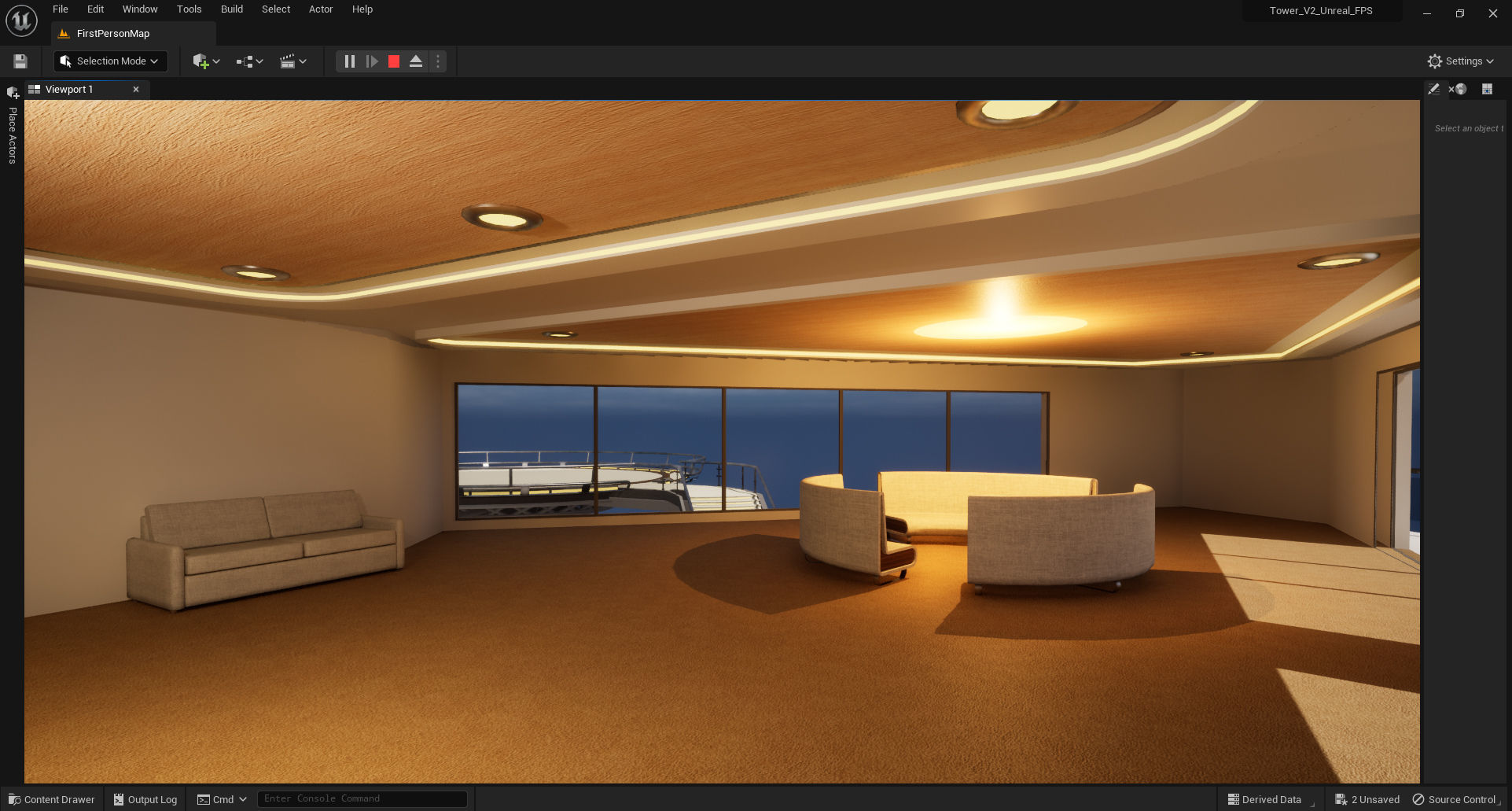 Tower - Rooftop and Inside - 3 floors Low-poly 3D model_4