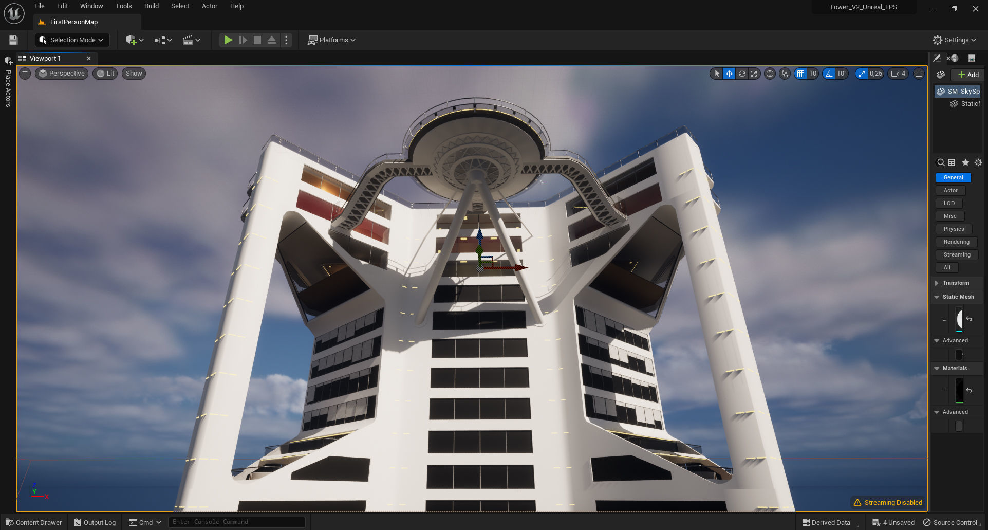 Tower - Rooftop and Inside - 3 floors Low-poly 3D model_13