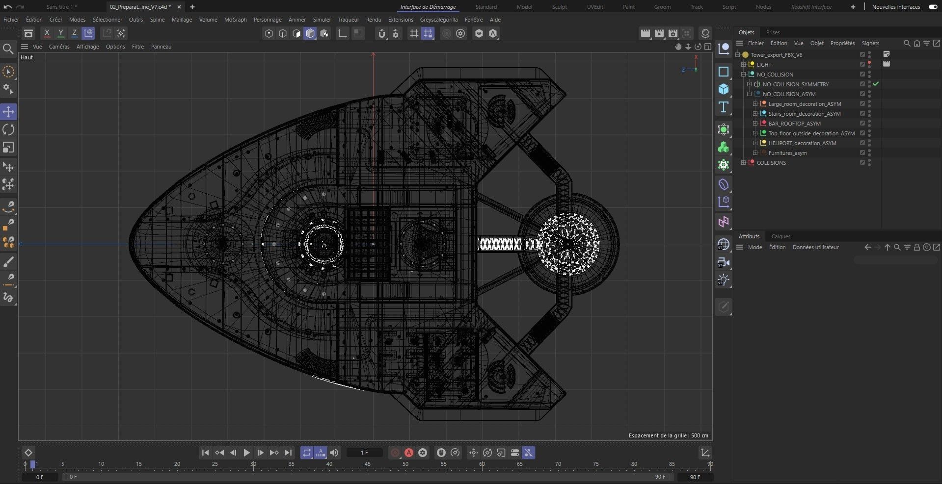 Tower - Rooftop and Inside - 3 floors Low-poly 3D model_10