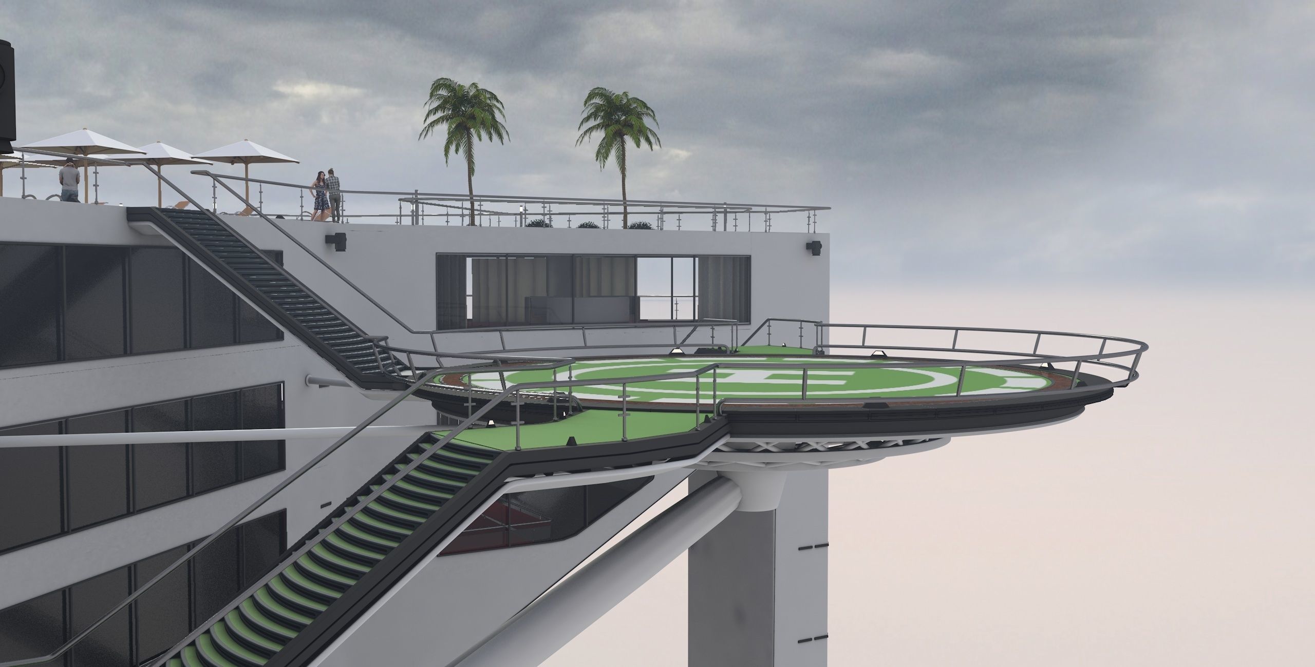 Tower - Rooftop and Inside - 3 floors Low-poly 3D model_23