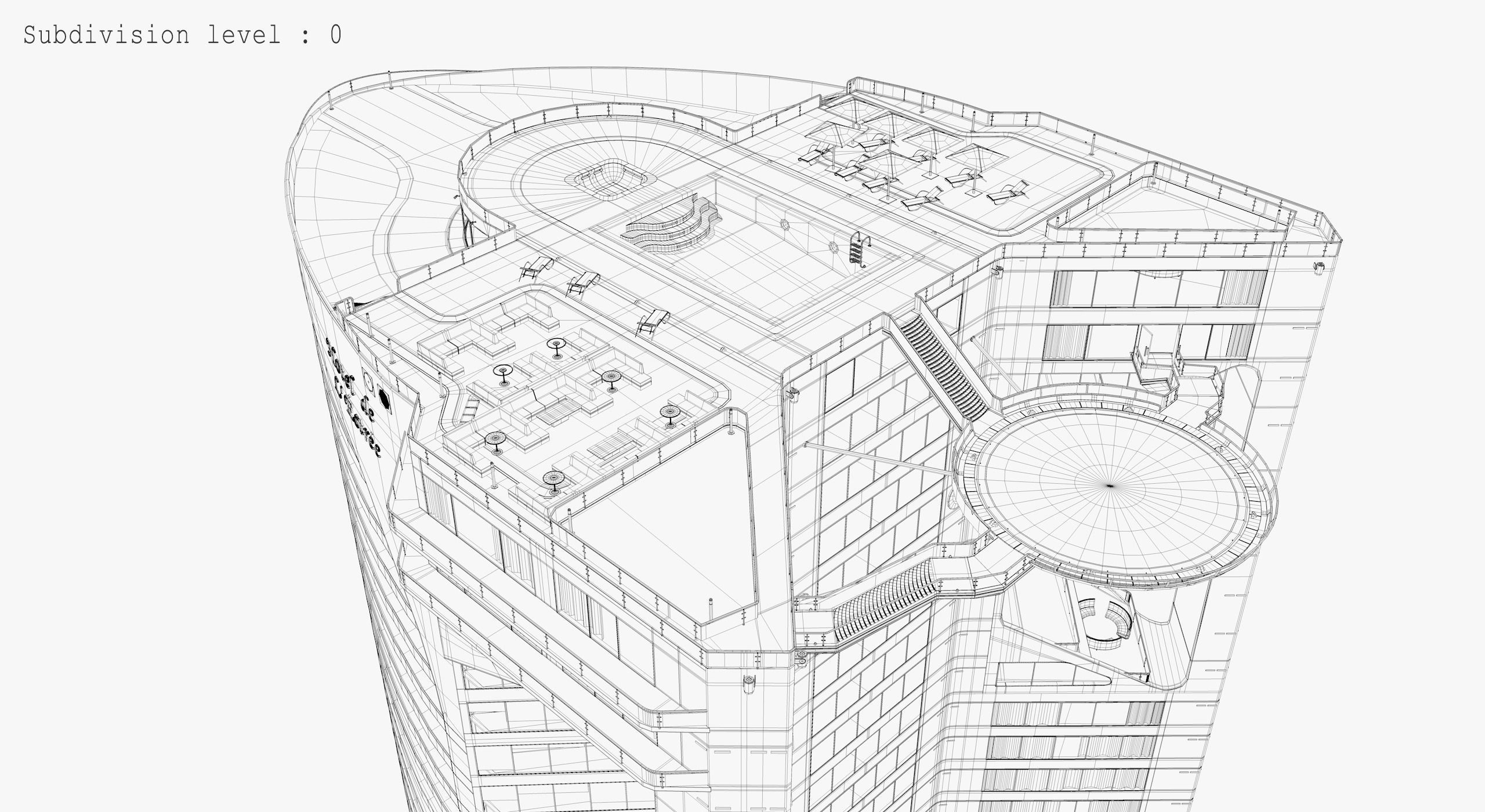 Tower - Rooftop and Inside - 3 floors Low-poly 3D model_34