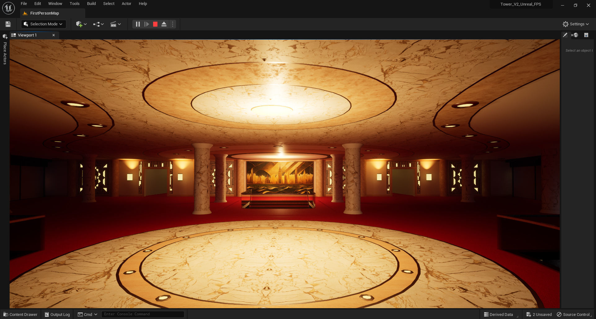Tower - Rooftop and Inside - 3 floors Low-poly 3D model_6