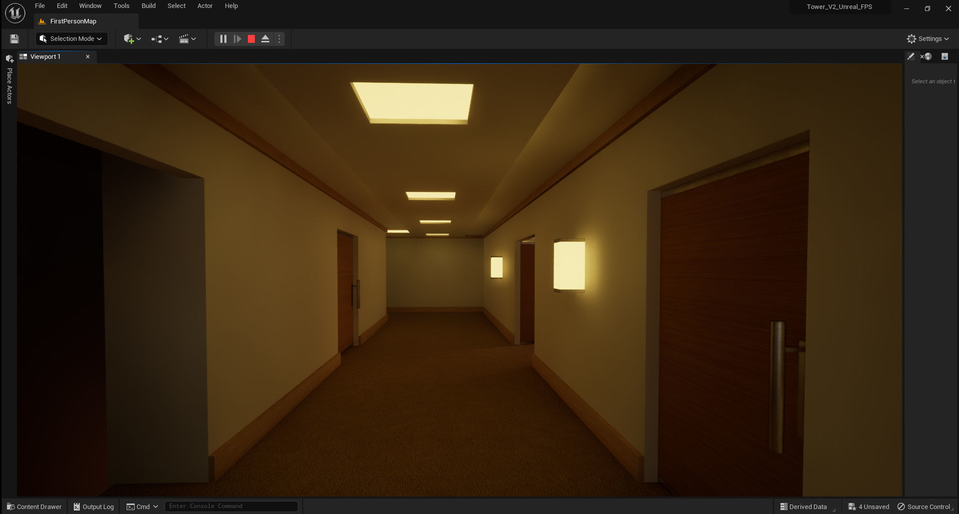 Tower - Rooftop and Inside - 3 floors Low-poly 3D model_8