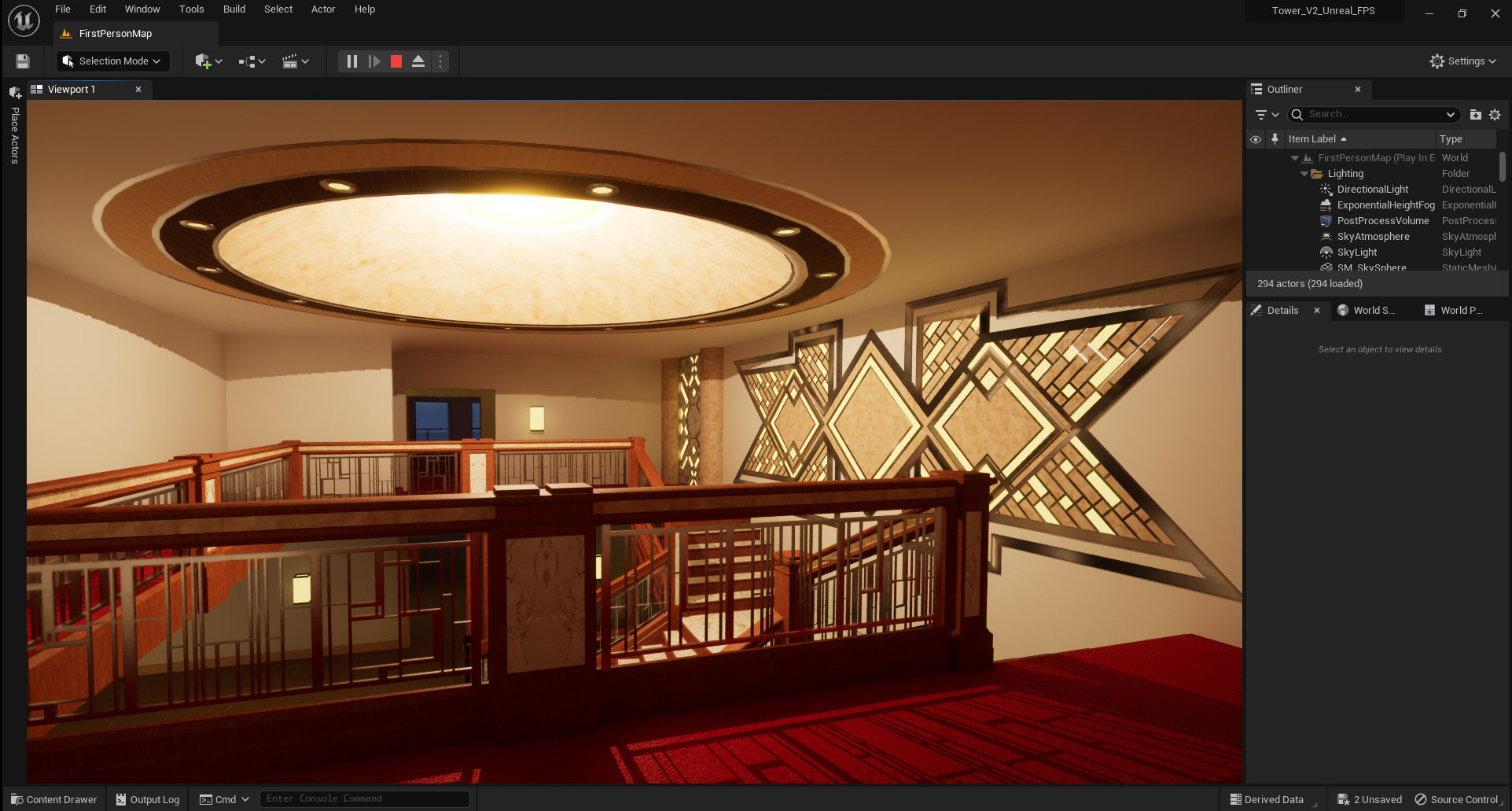 Tower - Rooftop and Inside - 3 floors Low-poly 3D model_3