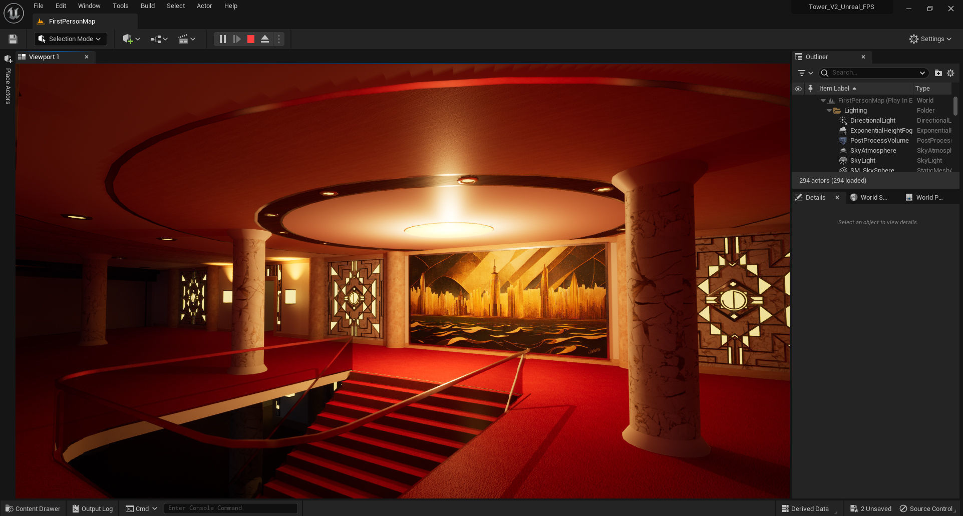 Tower - Rooftop and Inside - 3 floors Low-poly 3D model_7