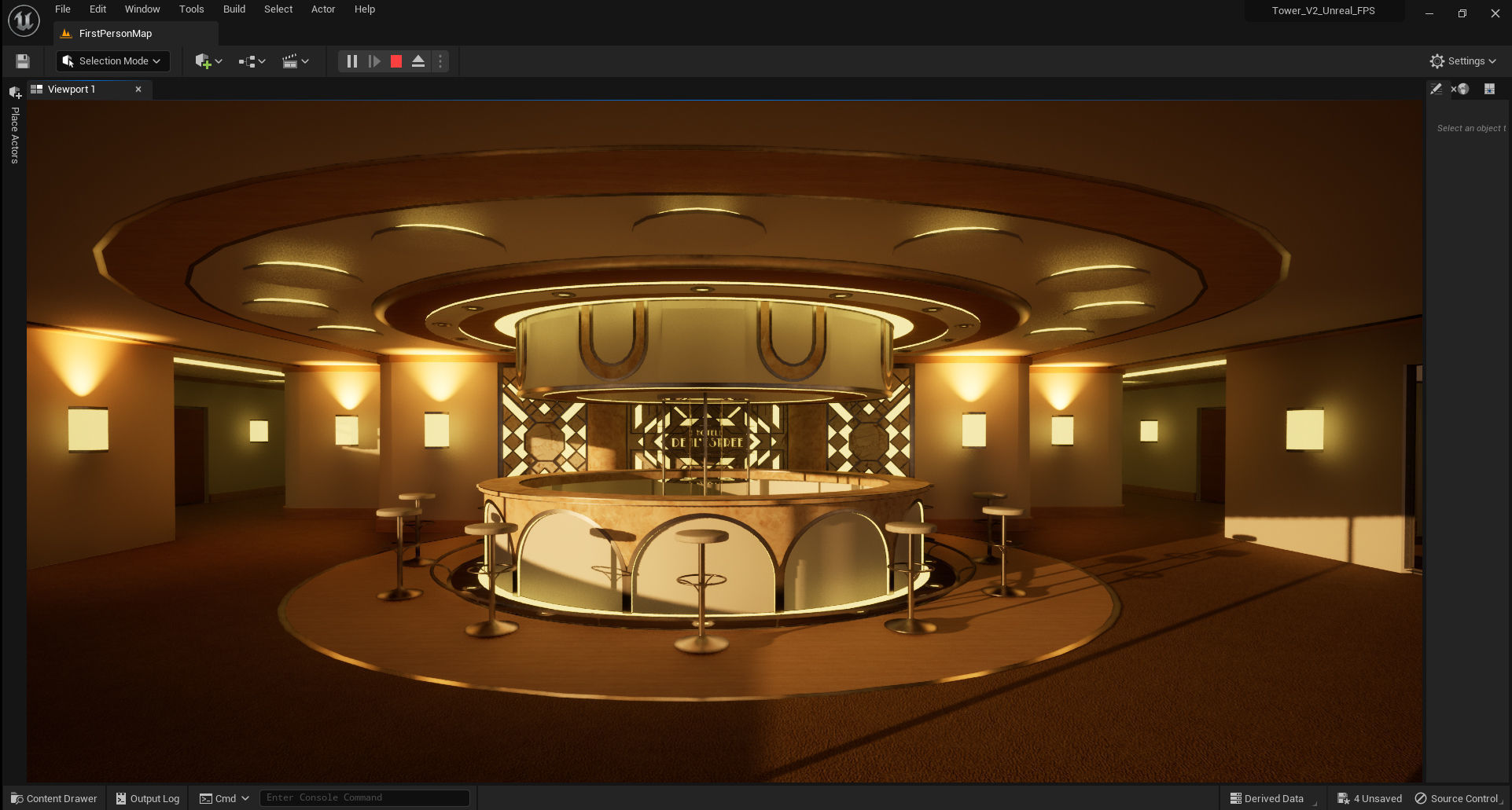 Tower - Rooftop and Inside - 3 floors Low-poly 3D model_1