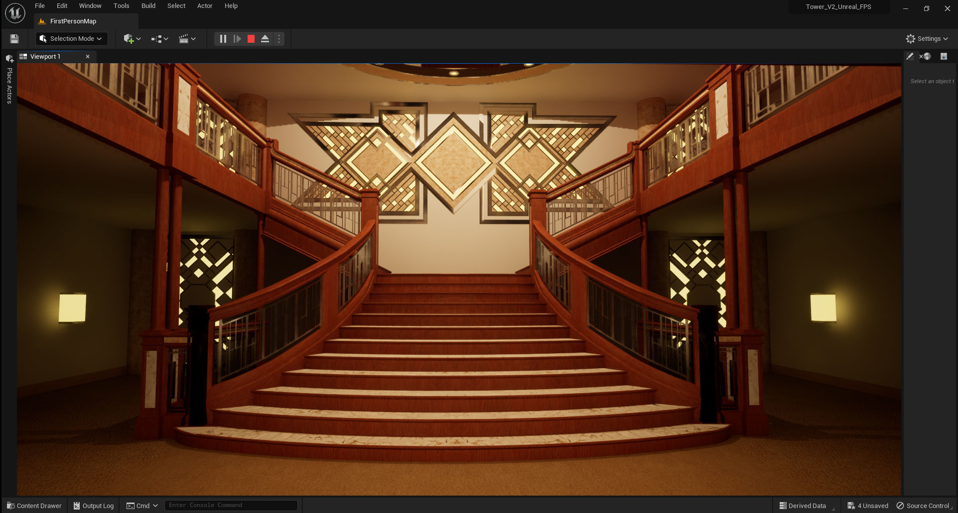 Tower - Rooftop and Inside - 3 floors Low-poly 3D model_2