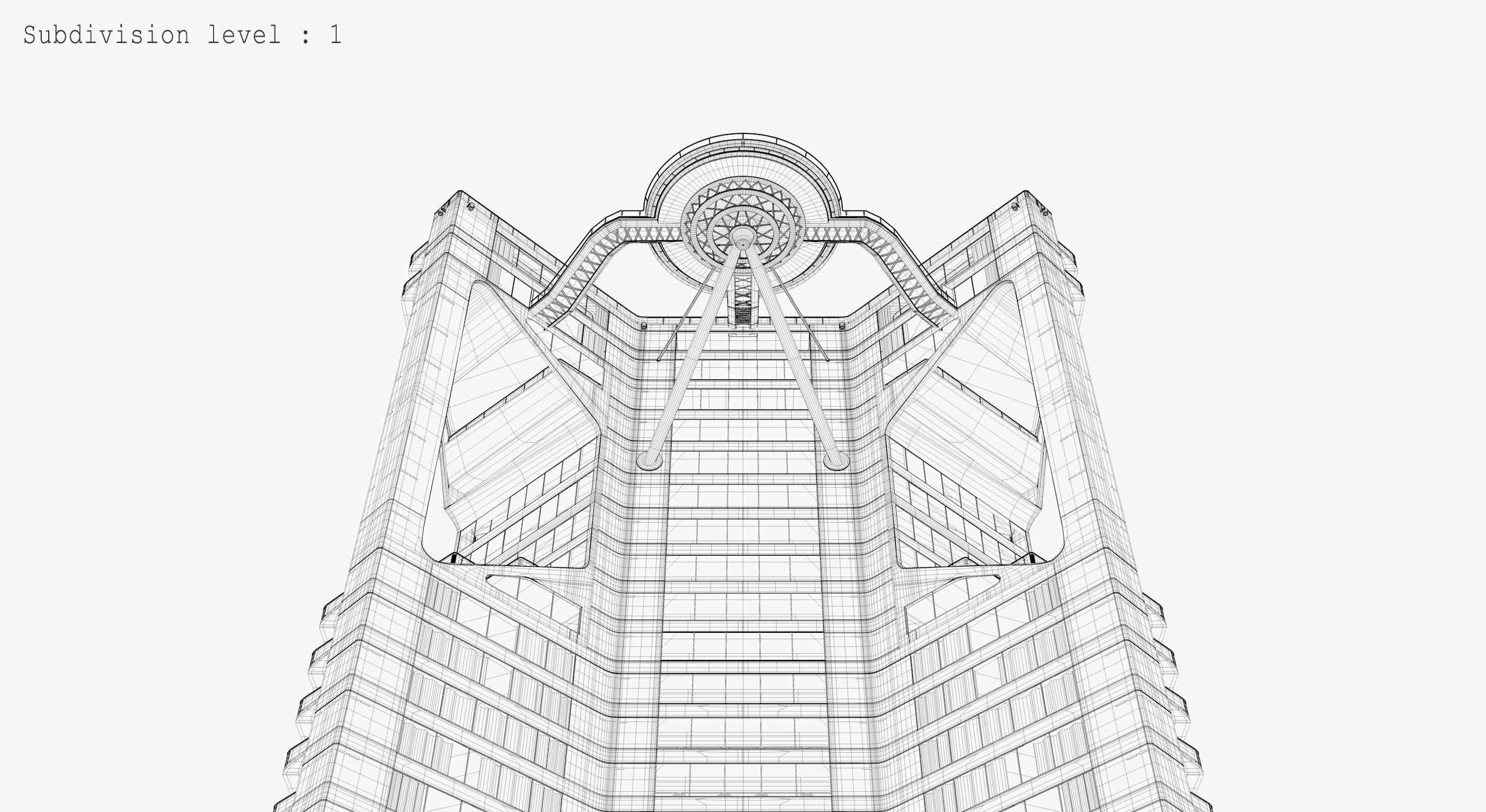 Tower - Rooftop and Inside - 3 floors Low-poly 3D model_33