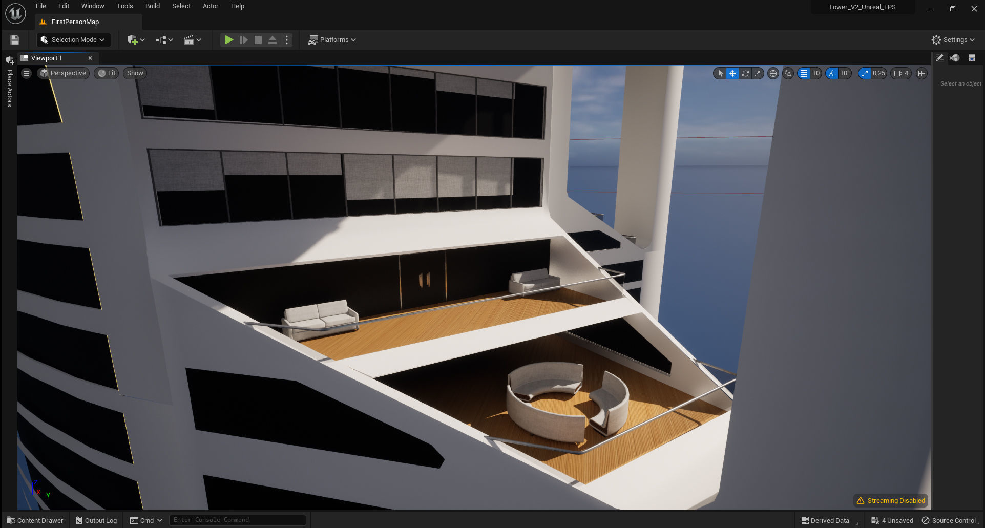 Tower - Rooftop and Inside - 3 floors Low-poly 3D model_39