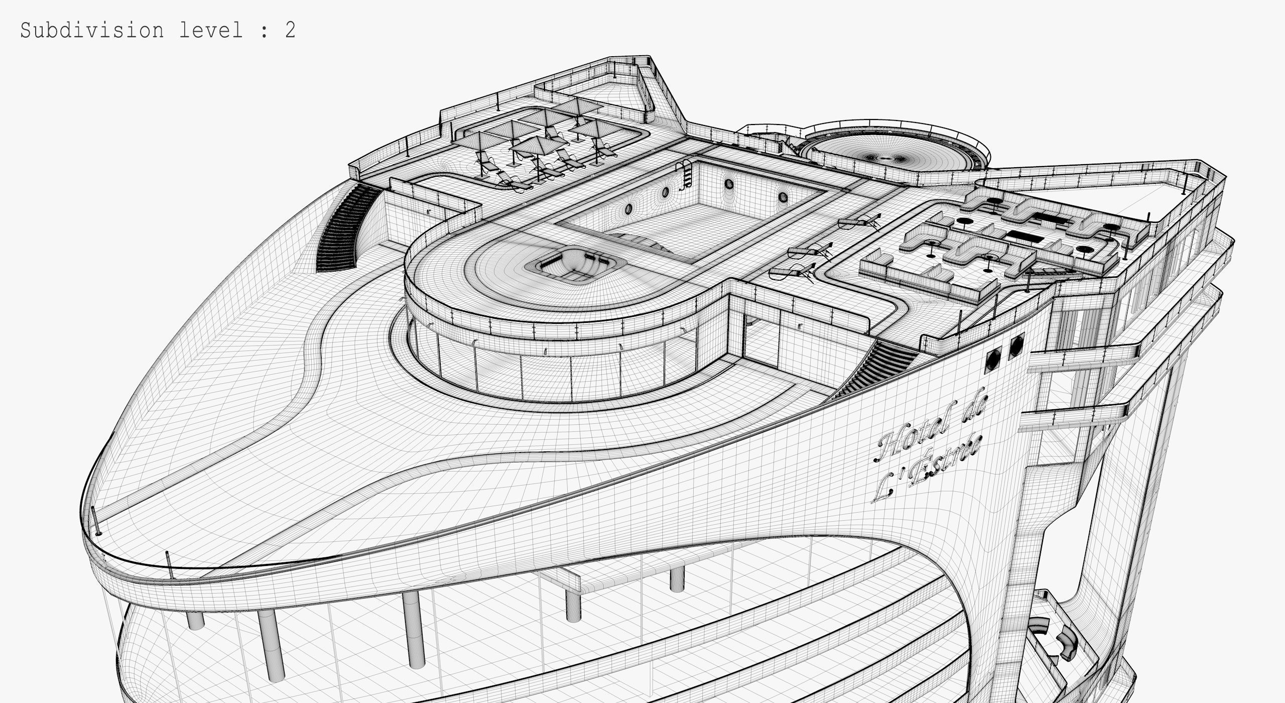 Tower - Rooftop and Inside - 3 floors Low-poly 3D model_27