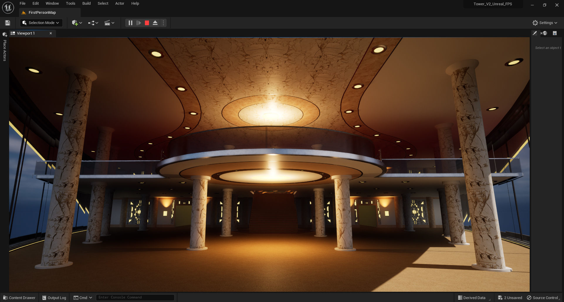 Tower - Rooftop and Inside - 3 floors Low-poly 3D model_15
