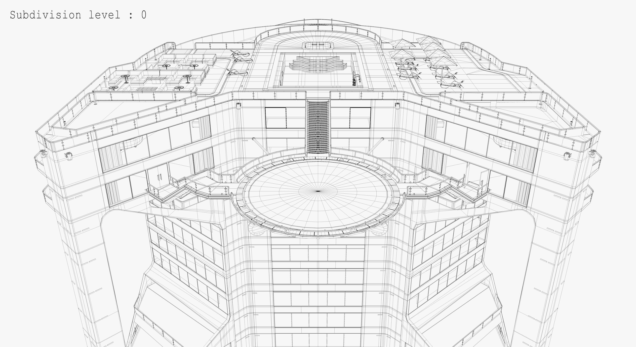 Tower - Rooftop and Inside - 3 floors Low-poly 3D model_36