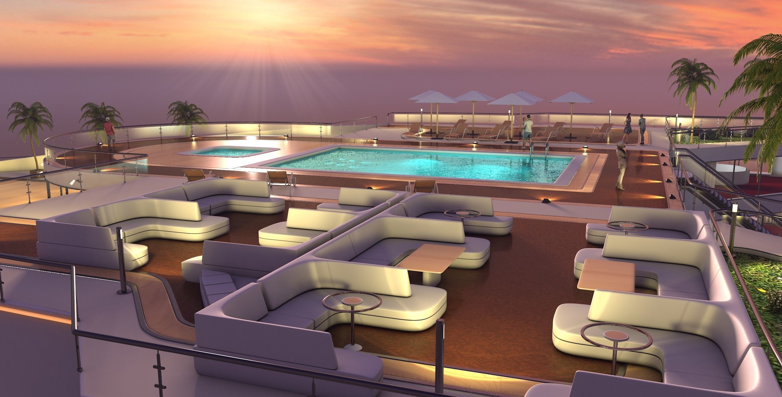 Tower - Rooftop and Inside - 3 floors Low-poly 3D model_18