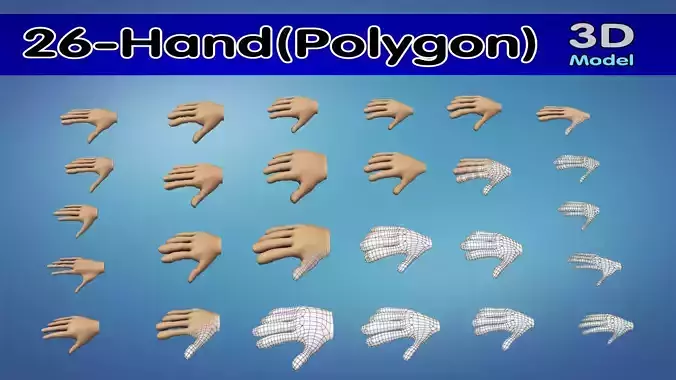 26 Hands base cartoon Low-poly 3D model