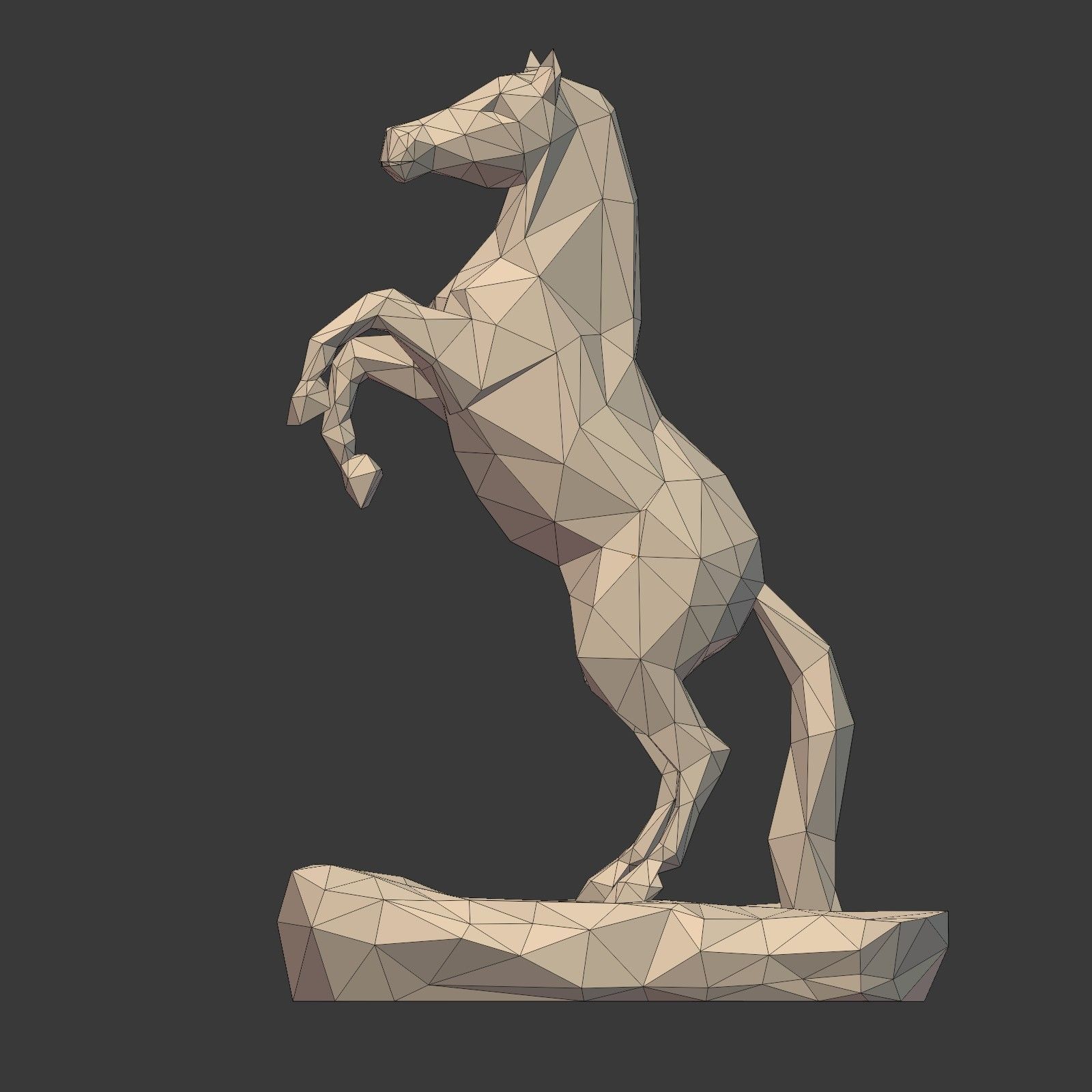 Low Poly Horse Statue Ready for 3D Printing 3D print model_8