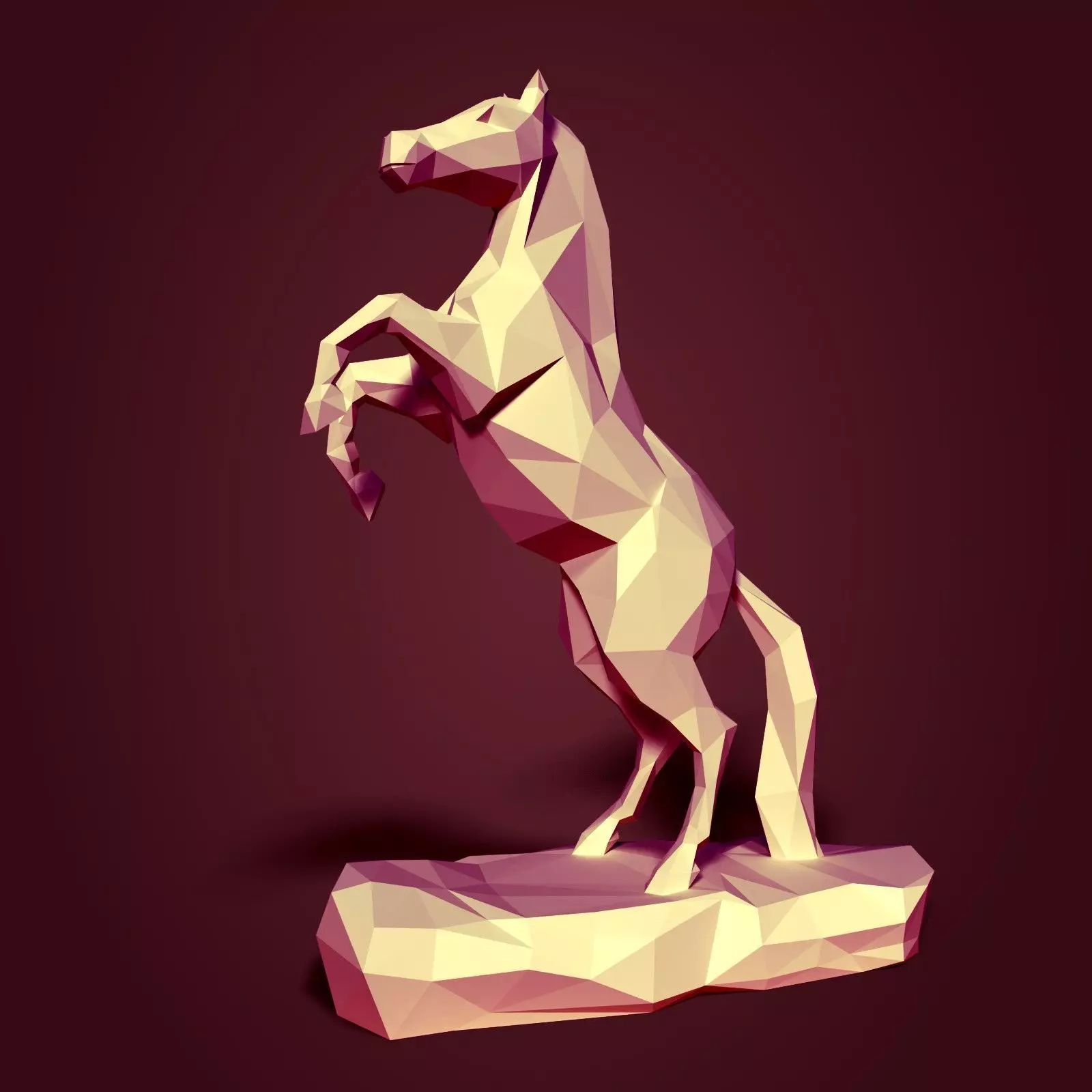 Low Poly Horse Statue Ready for 3D Printing 3D print model_0