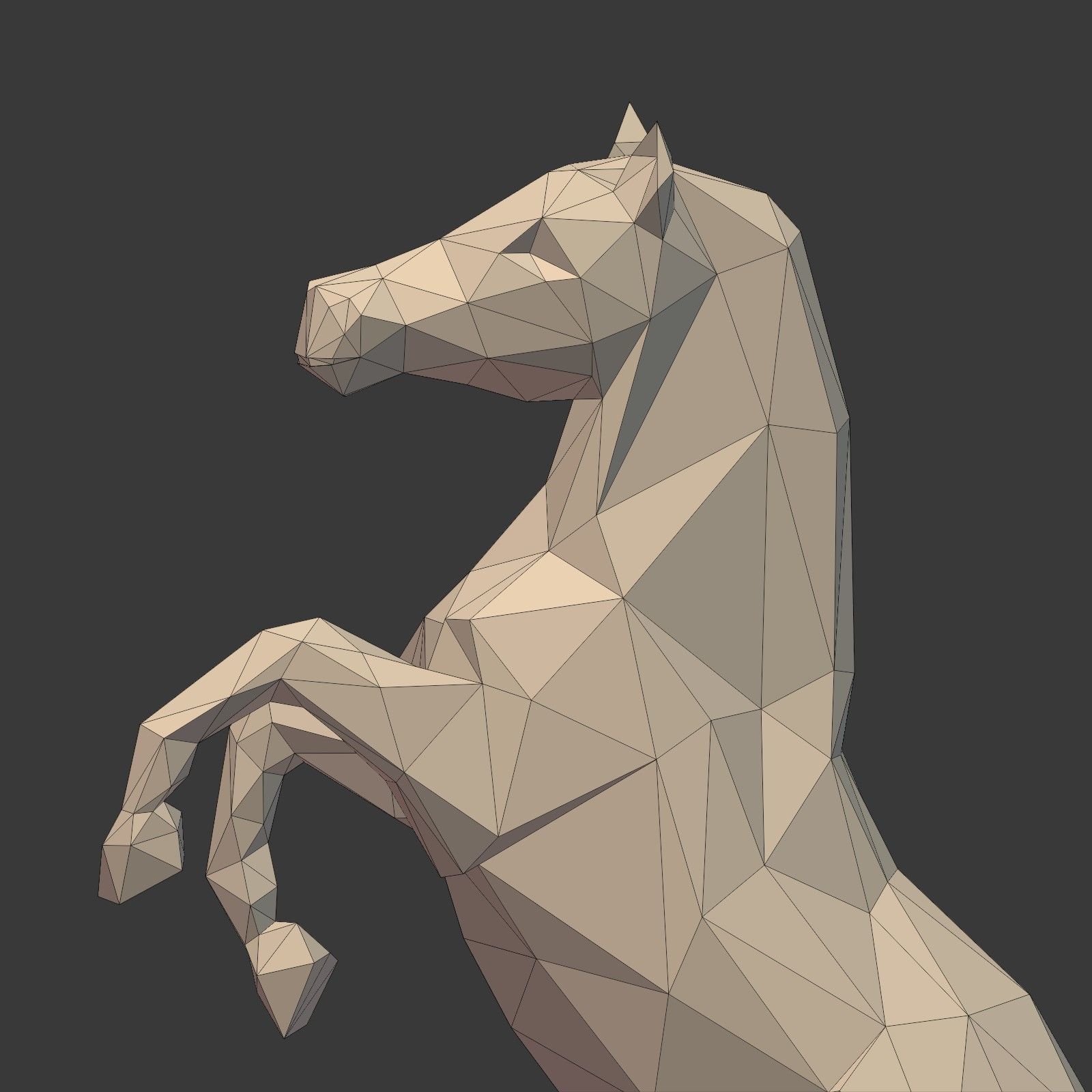 Low Poly Horse Statue Ready for 3D Printing 3D print model_14