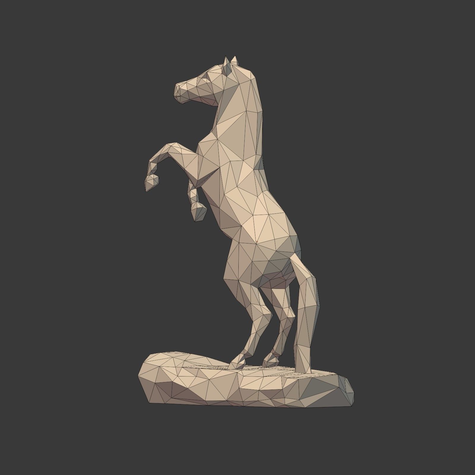 Low Poly Horse Statue Ready for 3D Printing 3D print model_10