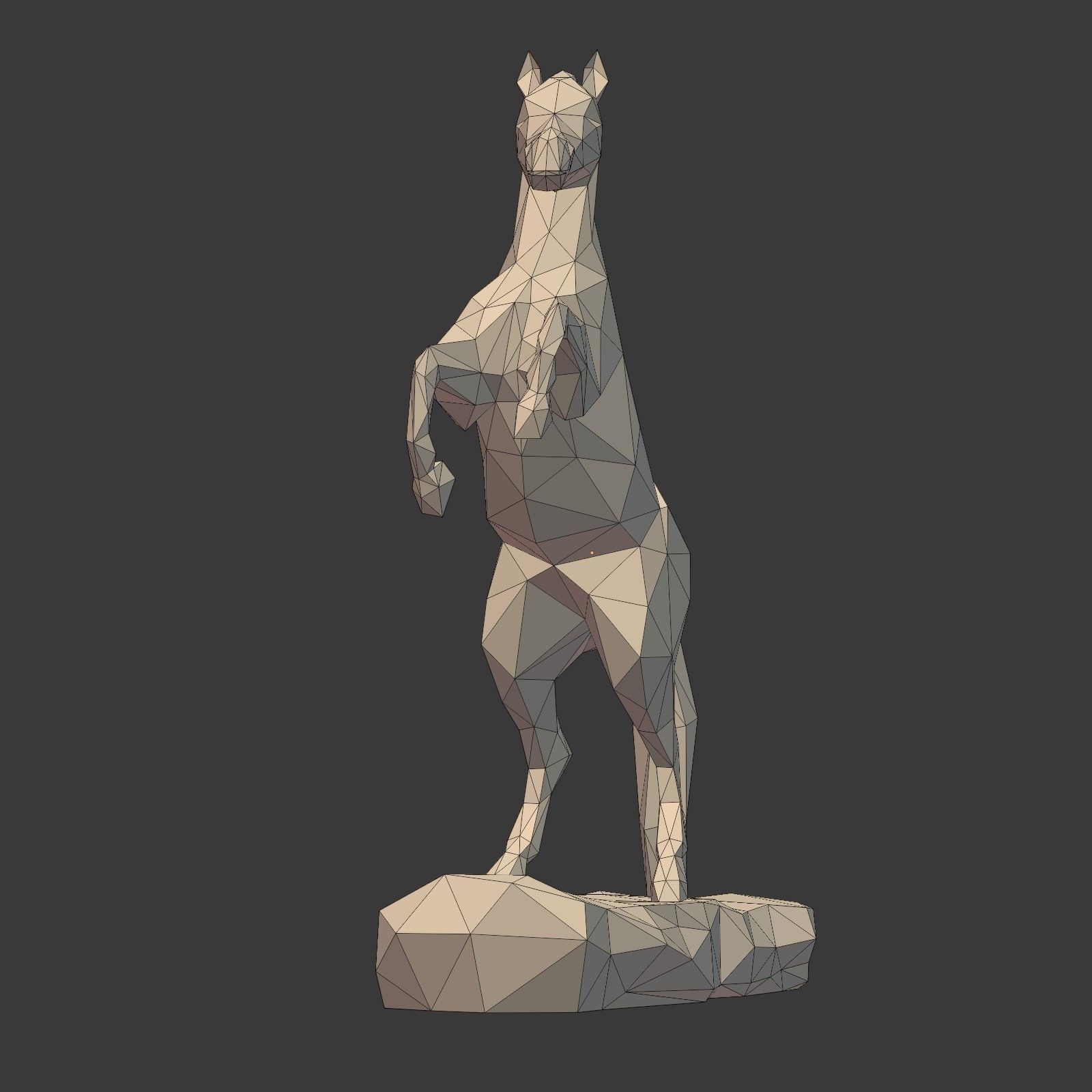 Low Poly Horse Statue Ready for 3D Printing 3D print model_6