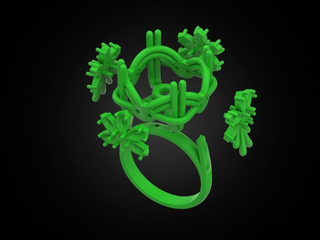 Female ring with a large stone V2 3D print model_9