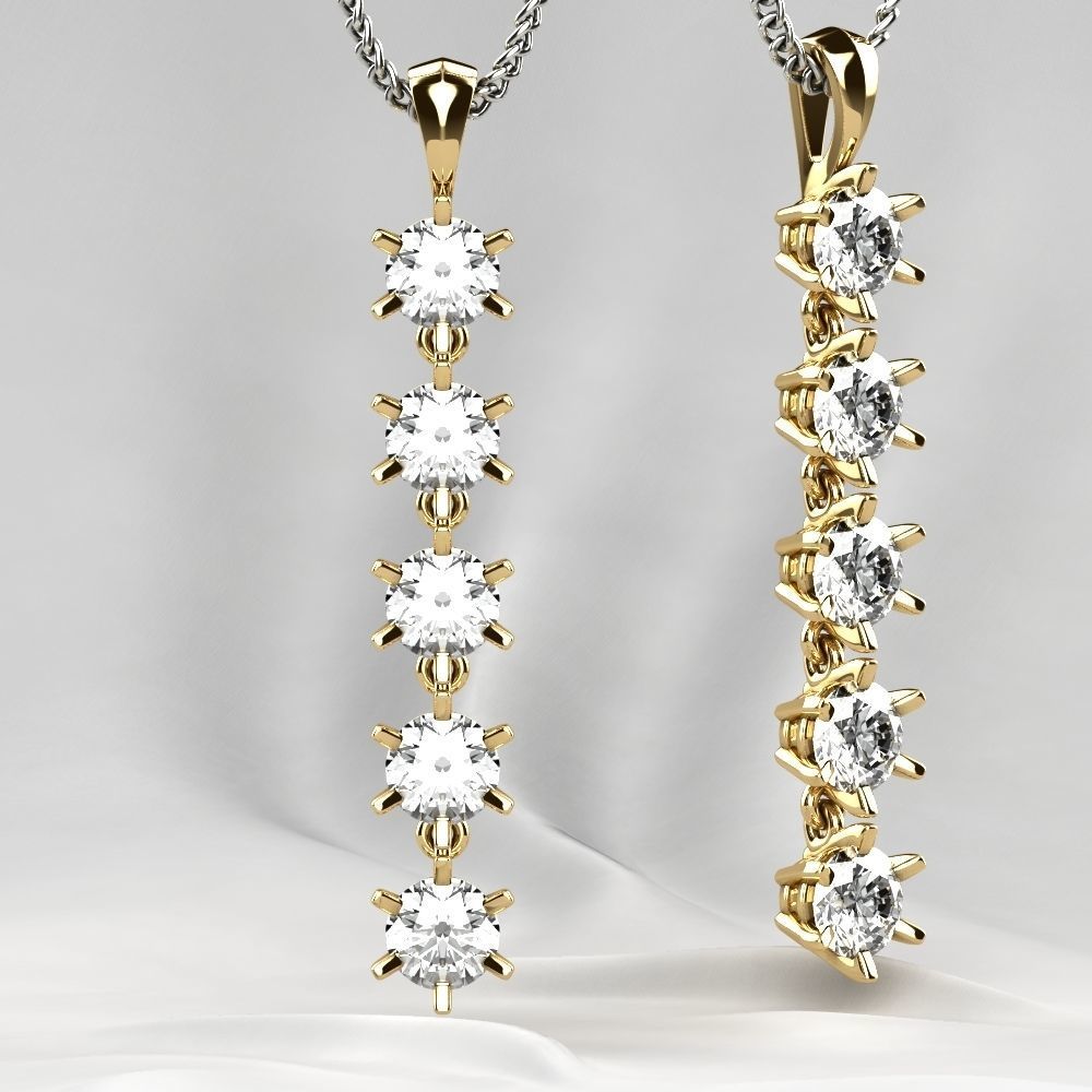 Big Gems Gold Pendant 3D print model_10