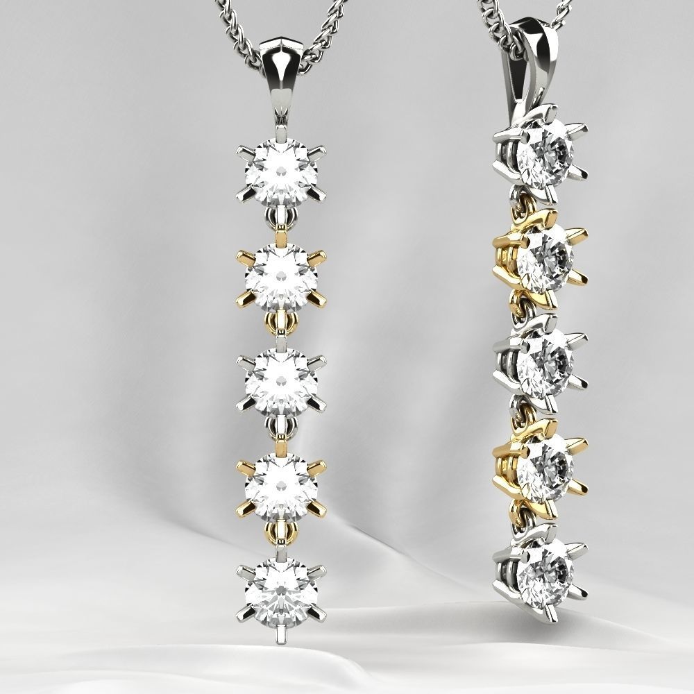 Big Gems Gold Pendant 3D print model_5