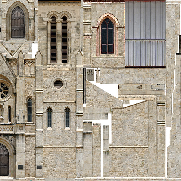 Cathedral church with two towers Low-poly 3D model_6