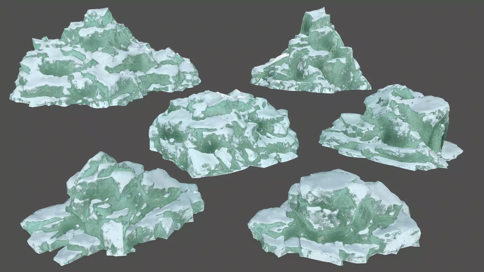 icebergs rock with snow Low-poly 3D model_0