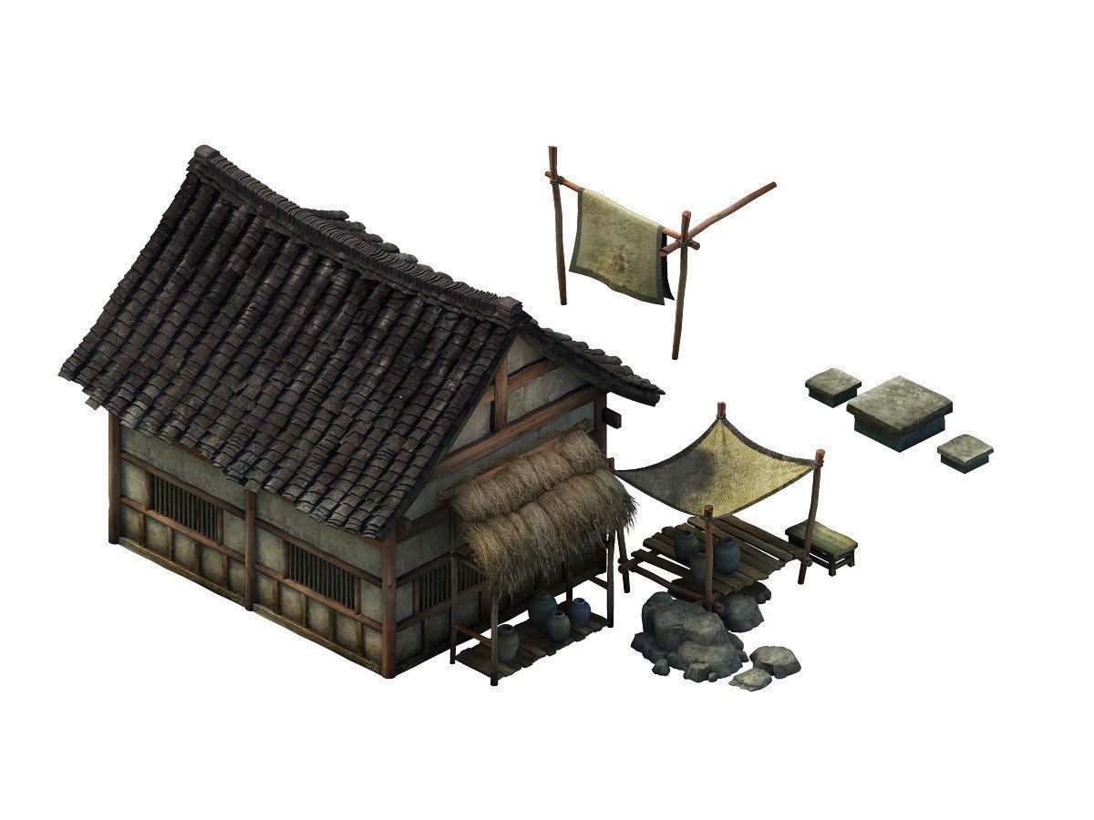 Game model - Small village wooden house 03 3D model_2
