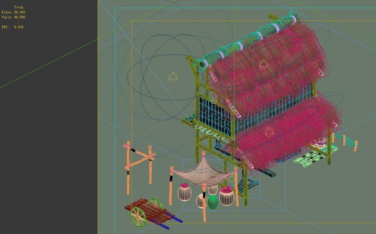 Game model - Small village wooden house 04 3D model_1