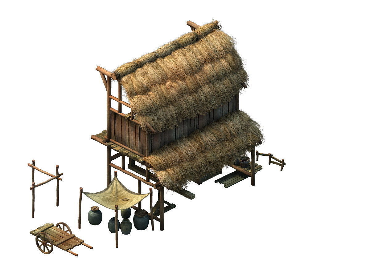 Game model - Small village wooden house 04 3D model_2