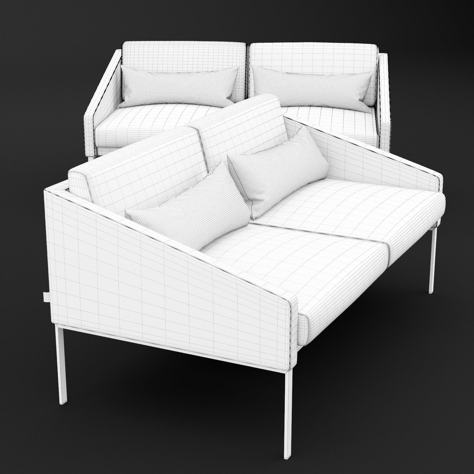 BT design Solo double 142 sofa 3D model_3