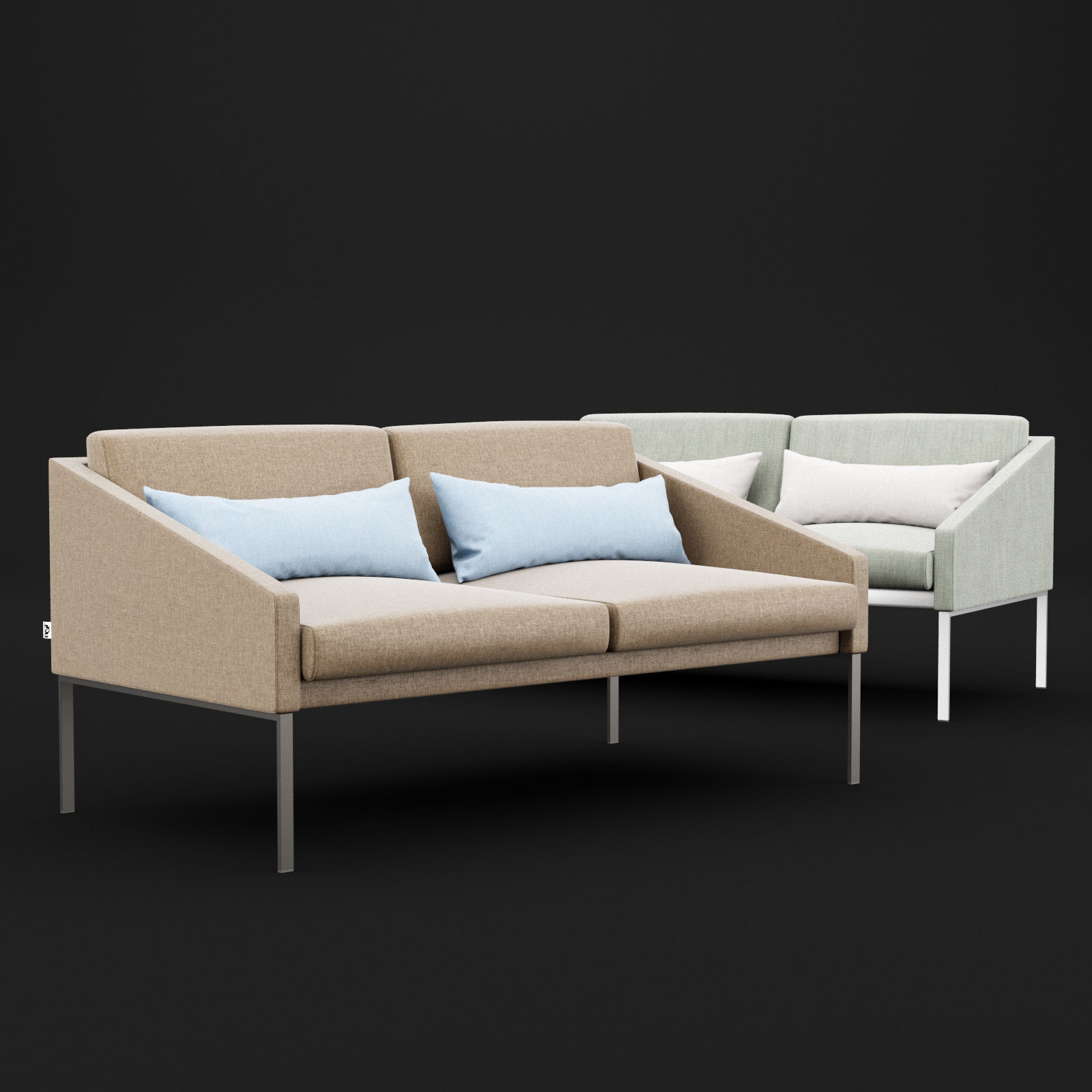 BT design Solo double 142 sofa 3D model_4