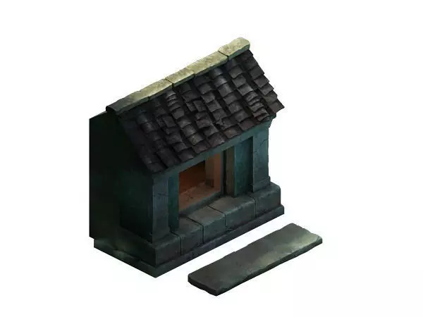 Game model - Small village wooden house 06 3D model_0