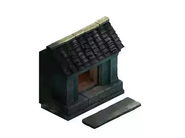 Game model - Small village wooden house 06