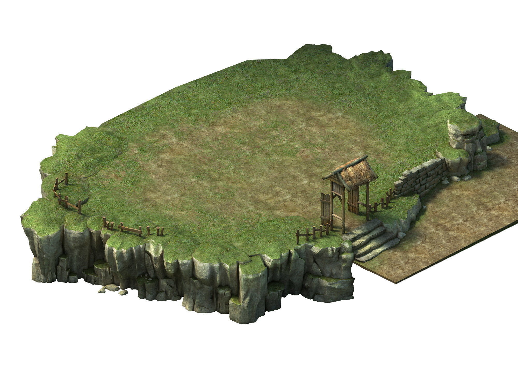 Game Model - Small Village Hill Road 02 3D model_2