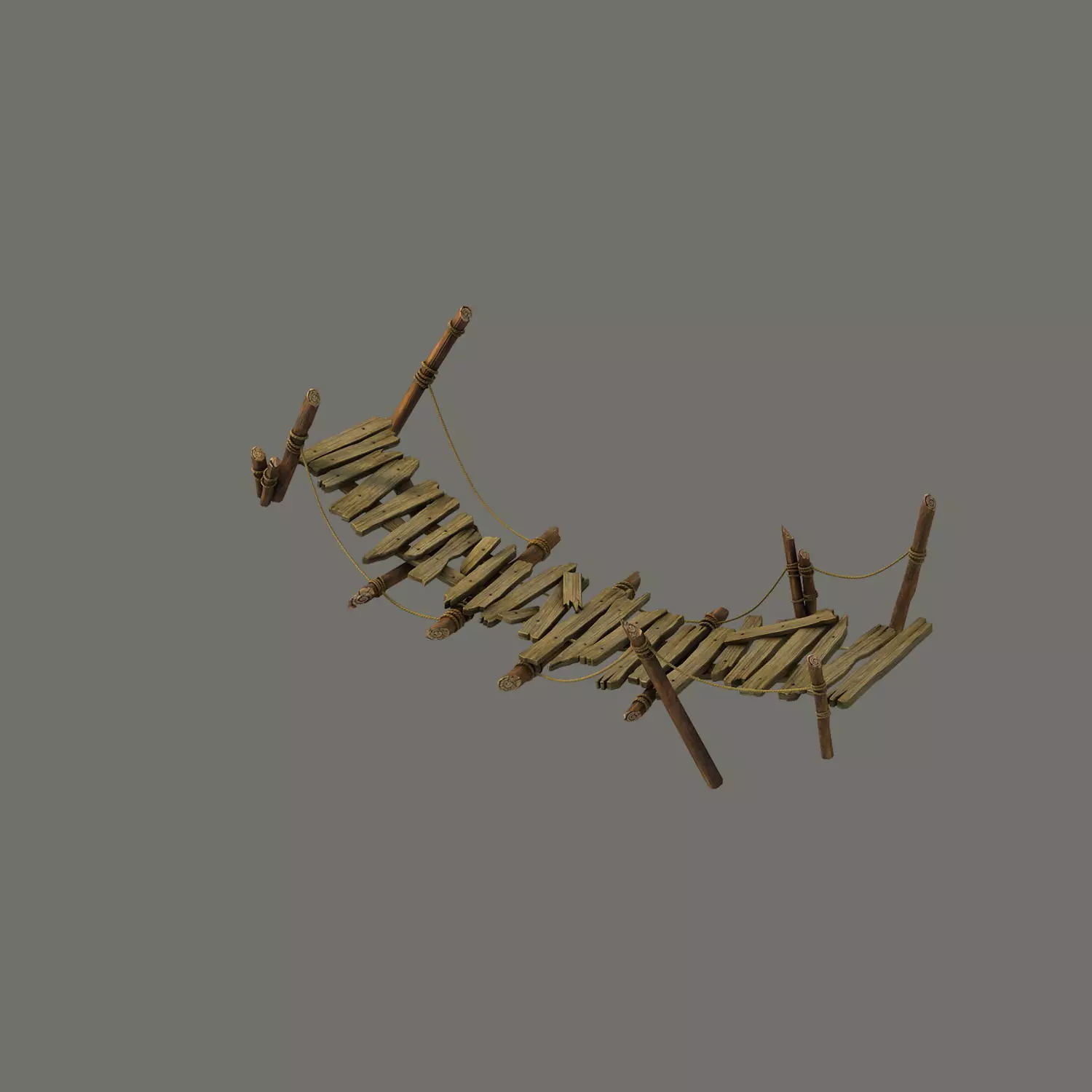 Field - broken wood bridge 03 3D model