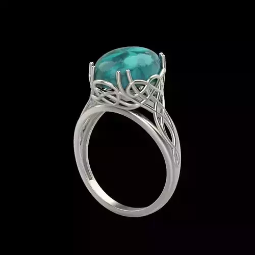 Women ring with cabochon 3dm stl vintage 3D print model