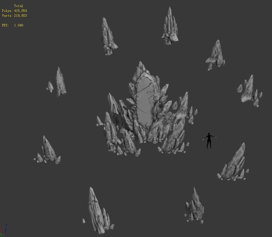 Field - stone and flag 3D model_2