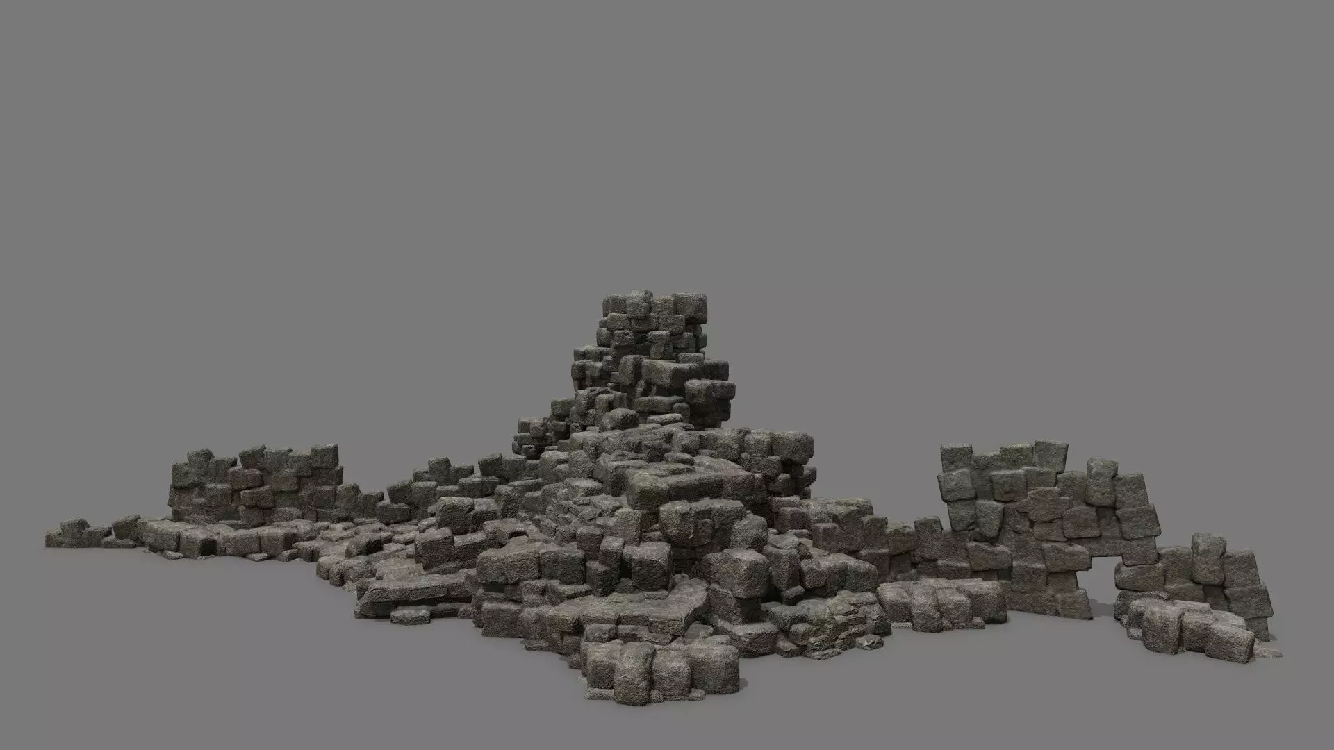 Stone Set block Low-poly 3D model_0