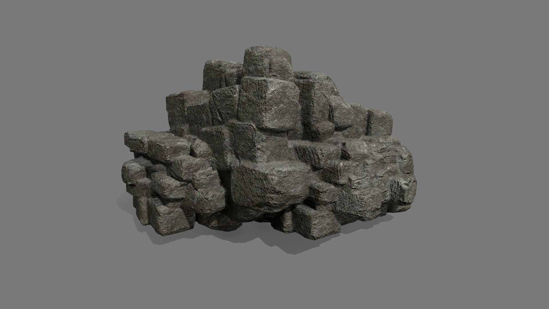 Stone Set block Low-poly 3D model_5