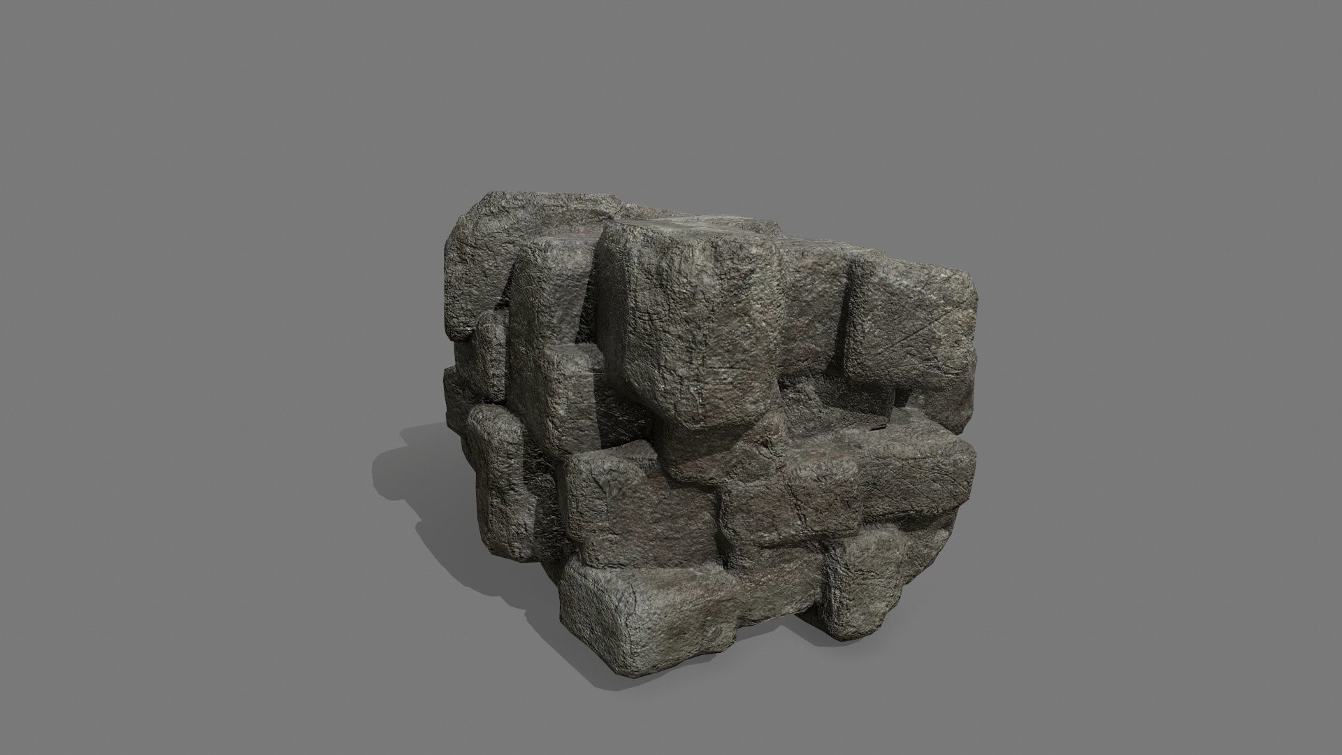 Stone Set block Low-poly 3D model_14