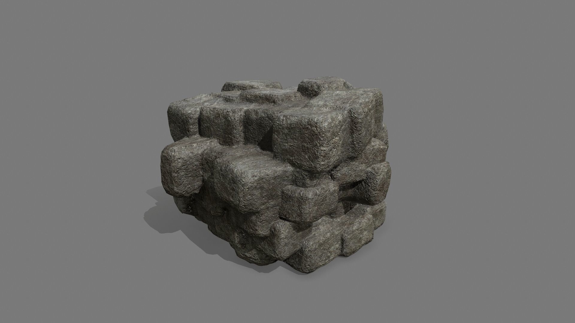 Stone Set block Low-poly 3D model_16