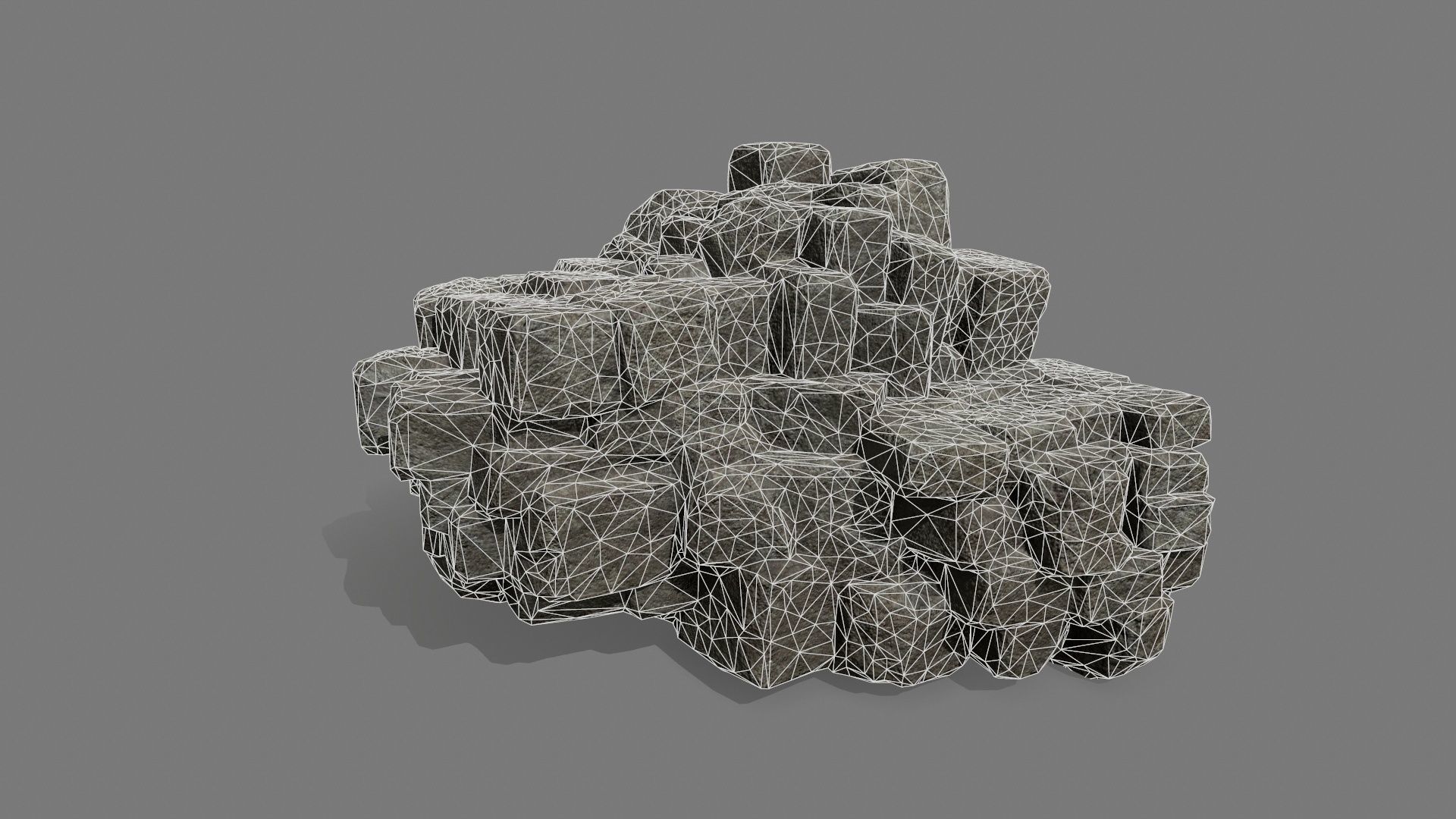 Stone Set block Low-poly 3D model_7