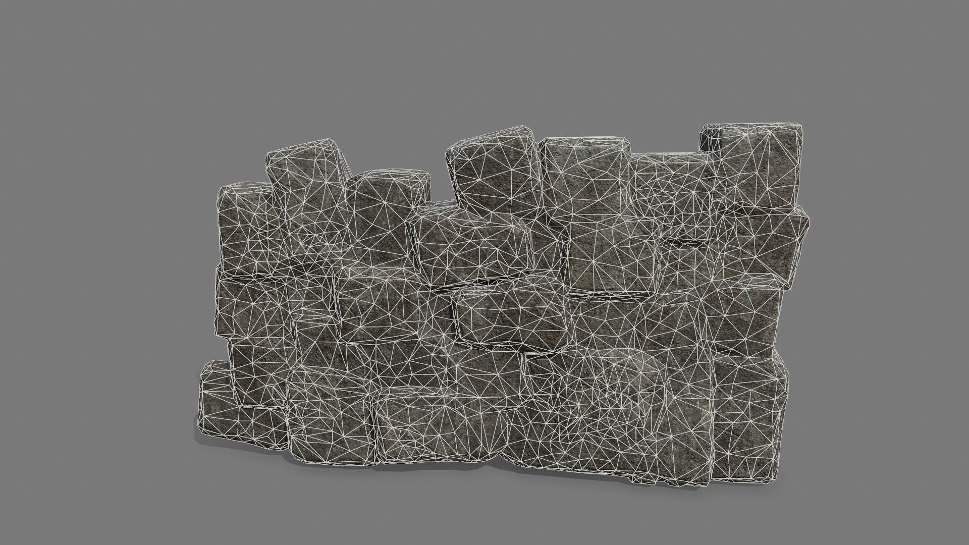 Stone Set block Low-poly 3D model_9