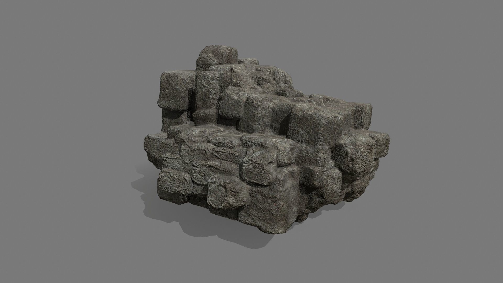 Stone Set block Low-poly 3D model_3