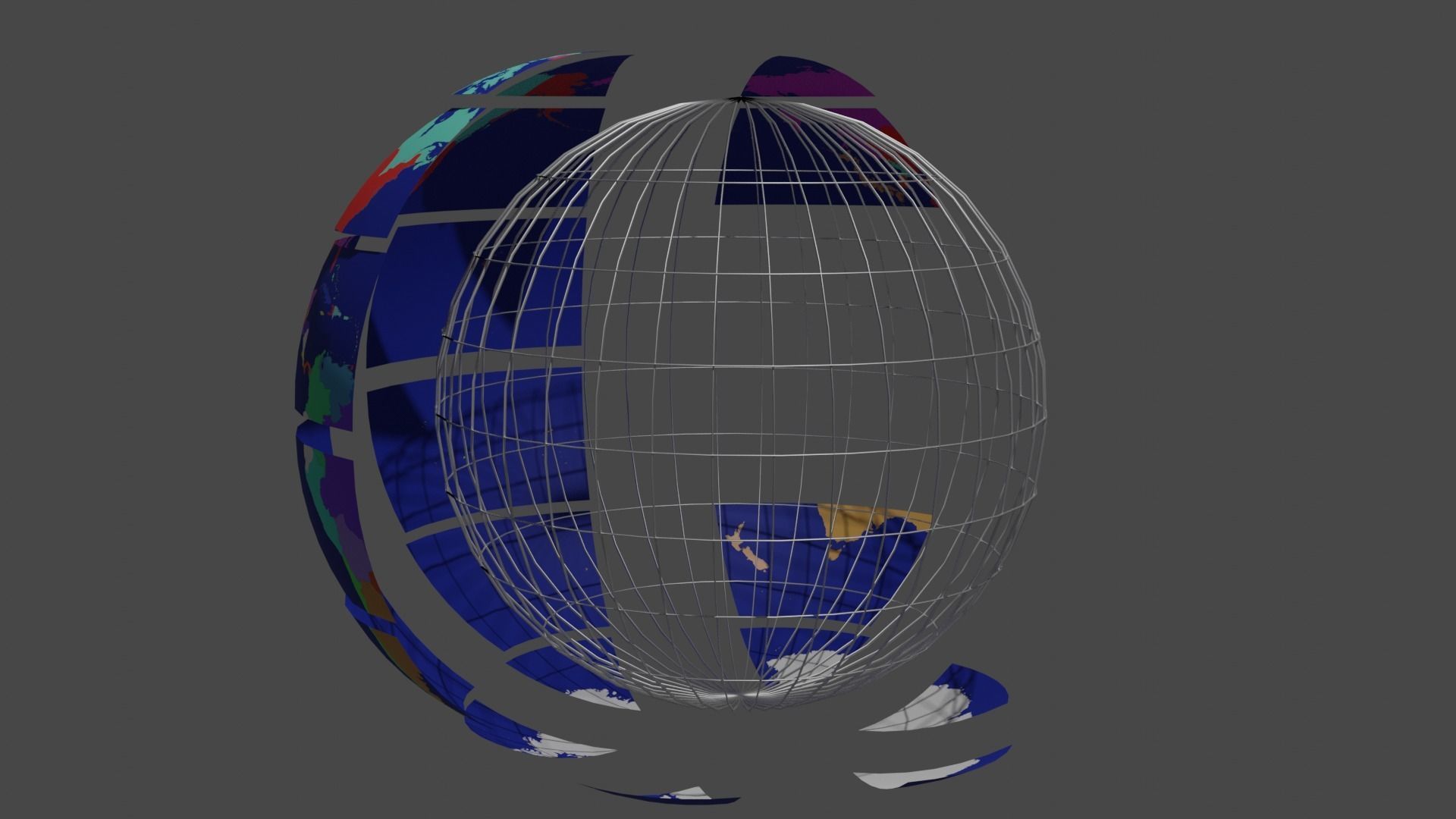 Rotating earth split into 36 segments 3D model_3